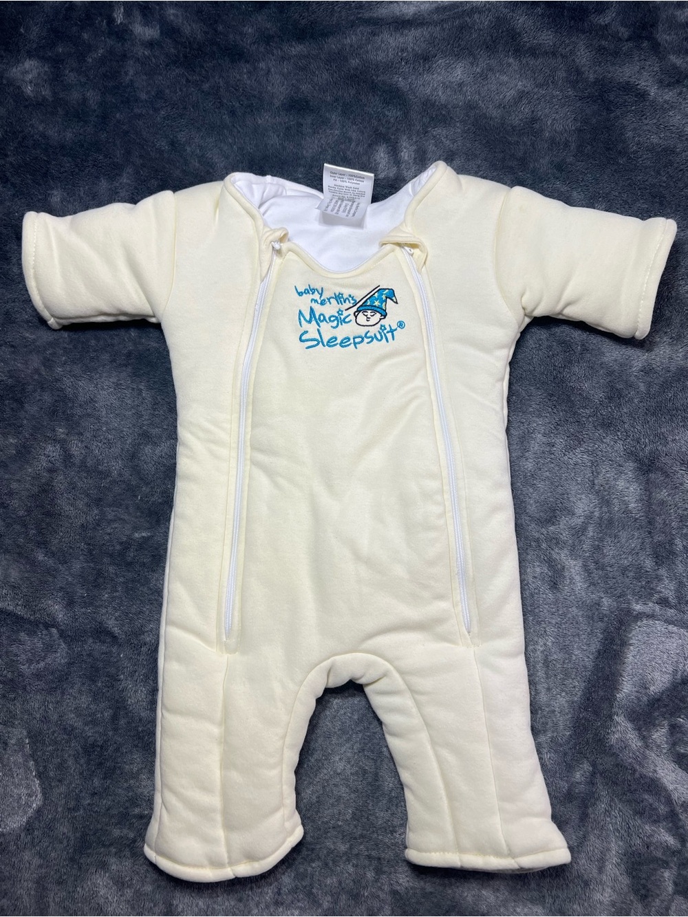 Magic Cream Sleepsuit One-Piece with Blue Logo